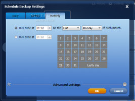 Showing the backup scheduler in AOMEI Backupper Professional